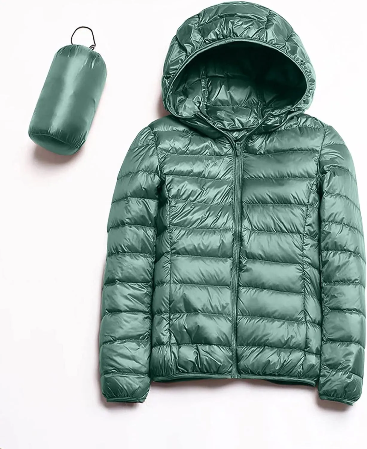 2023 Women's Packable Down Jacket Lightweight Puffer Jackets Hooded Winter Coat Casual Windproof Outerwear with Storage Bag