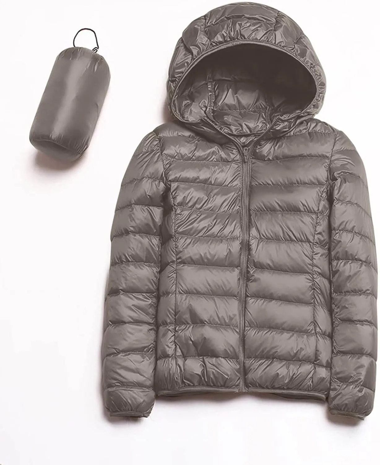 2023 Women's Packable Down Jacket Lightweight Puffer Jackets Hooded Winter Coat Casual Windproof Outerwear with Storage Bag