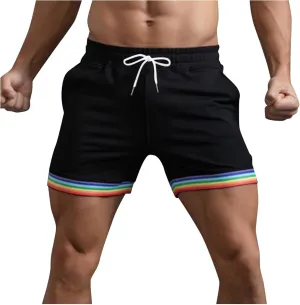 2024 Mens Shorts, Summer Solid Color Stripe Shorts Pants, Pocket Drawstring Loose Casual Gym Sports Running Shorts