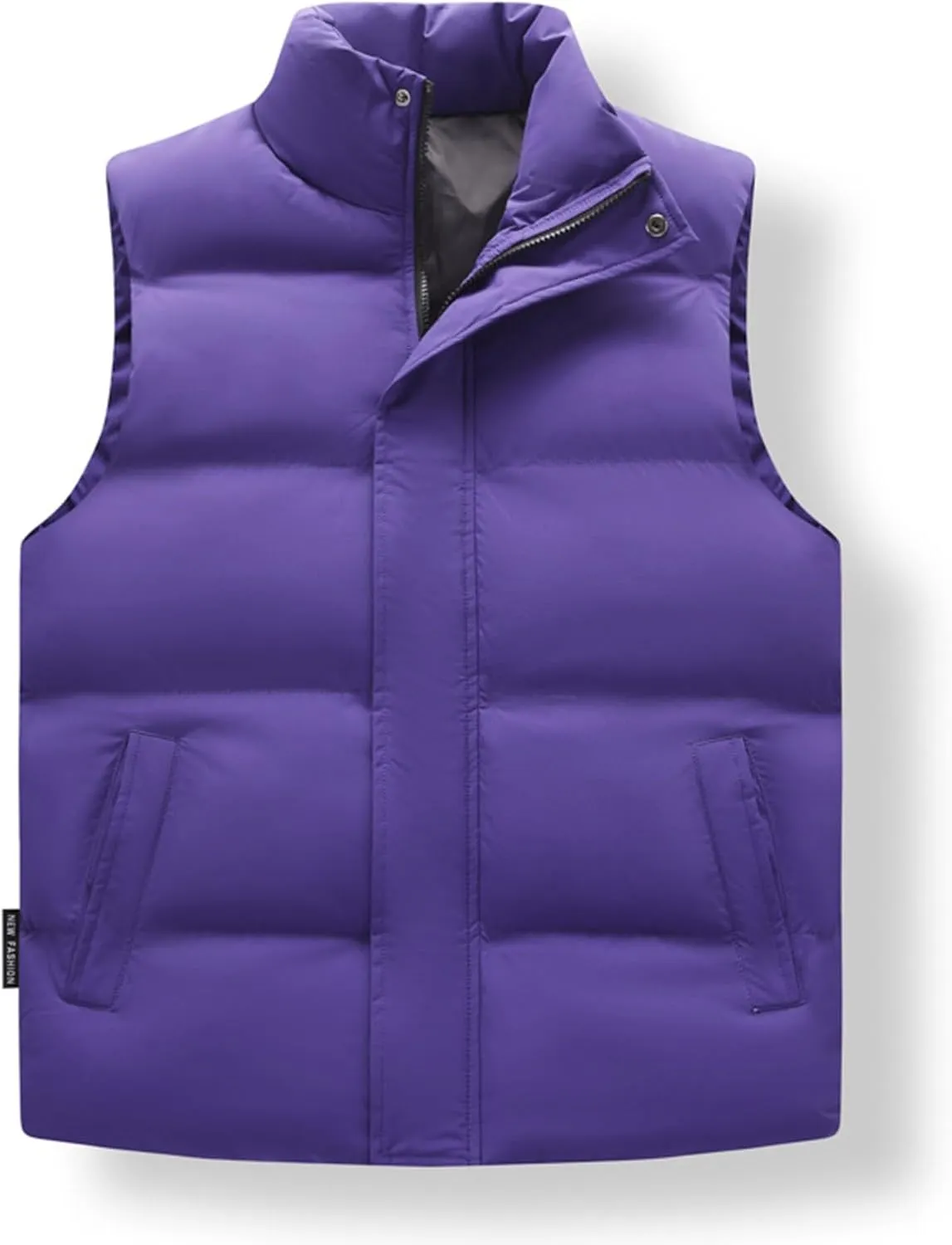 ADHOWBEW Puffer Vest Men Winter Casual Warm Zip Up Sleeveless Stand Collar Vest