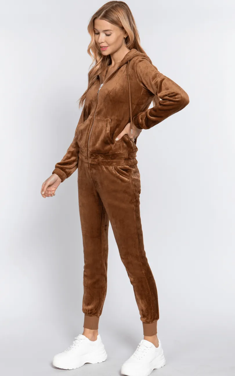 Basic Velour Jogger Sets - Jacket and Pants - SET12297