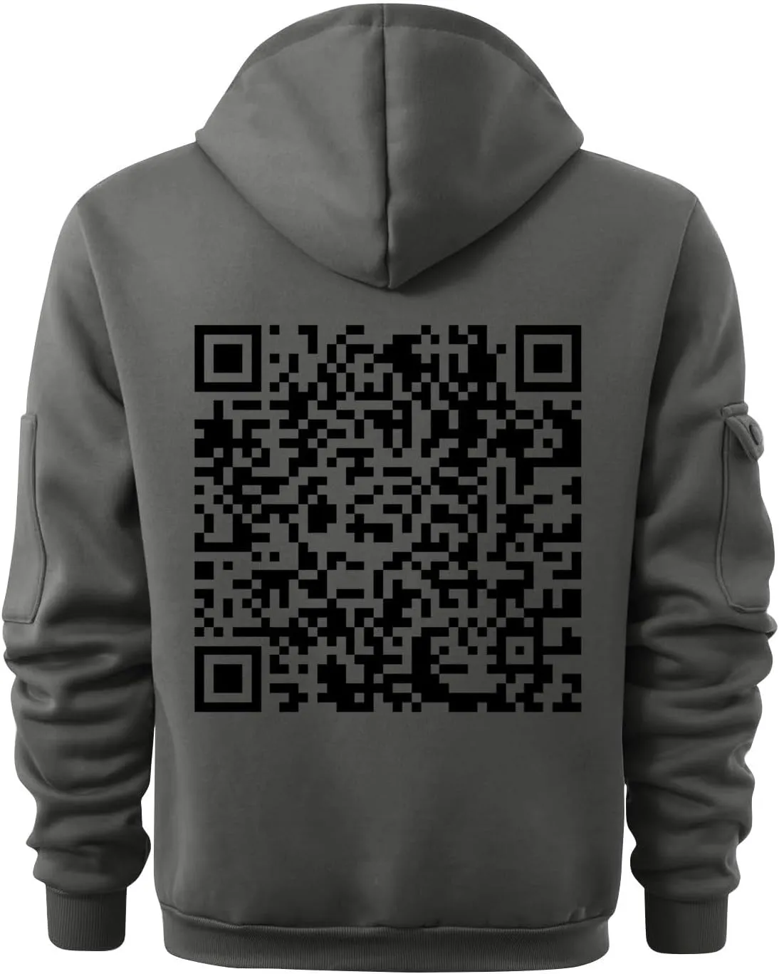 Casual Hoodies for Men Oversized Quarter Zip Pullover Tactical Hoodies QR Code Sweatshirts with Pockets