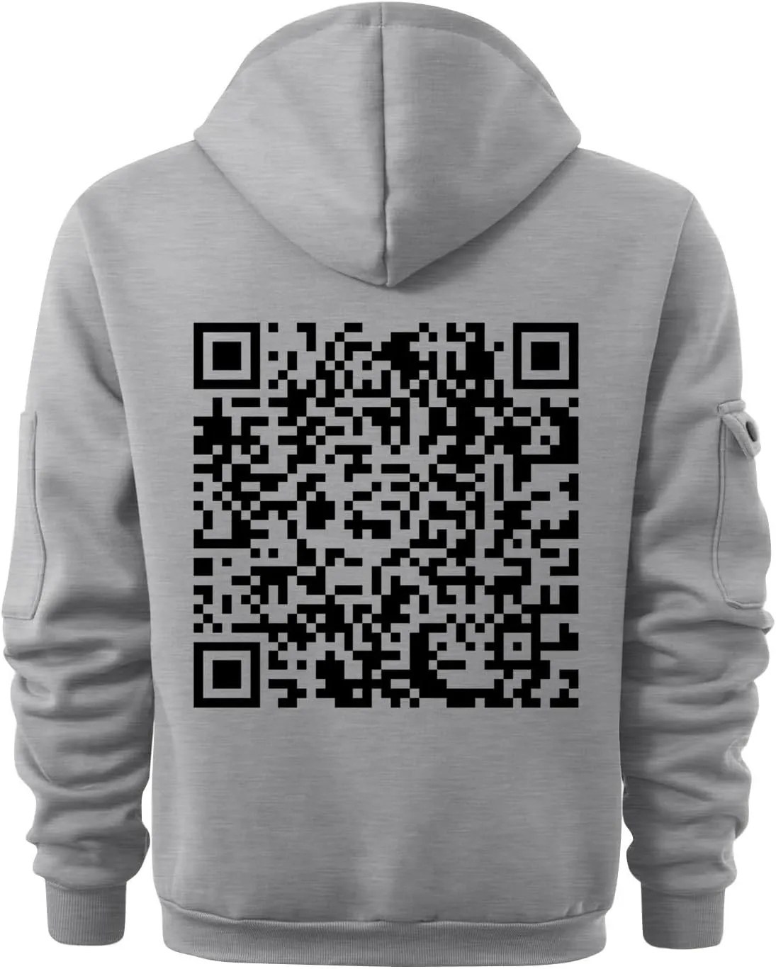 Casual Hoodies for Men Oversized Quarter Zip Pullover Tactical Hoodies QR Code Sweatshirts with Pockets