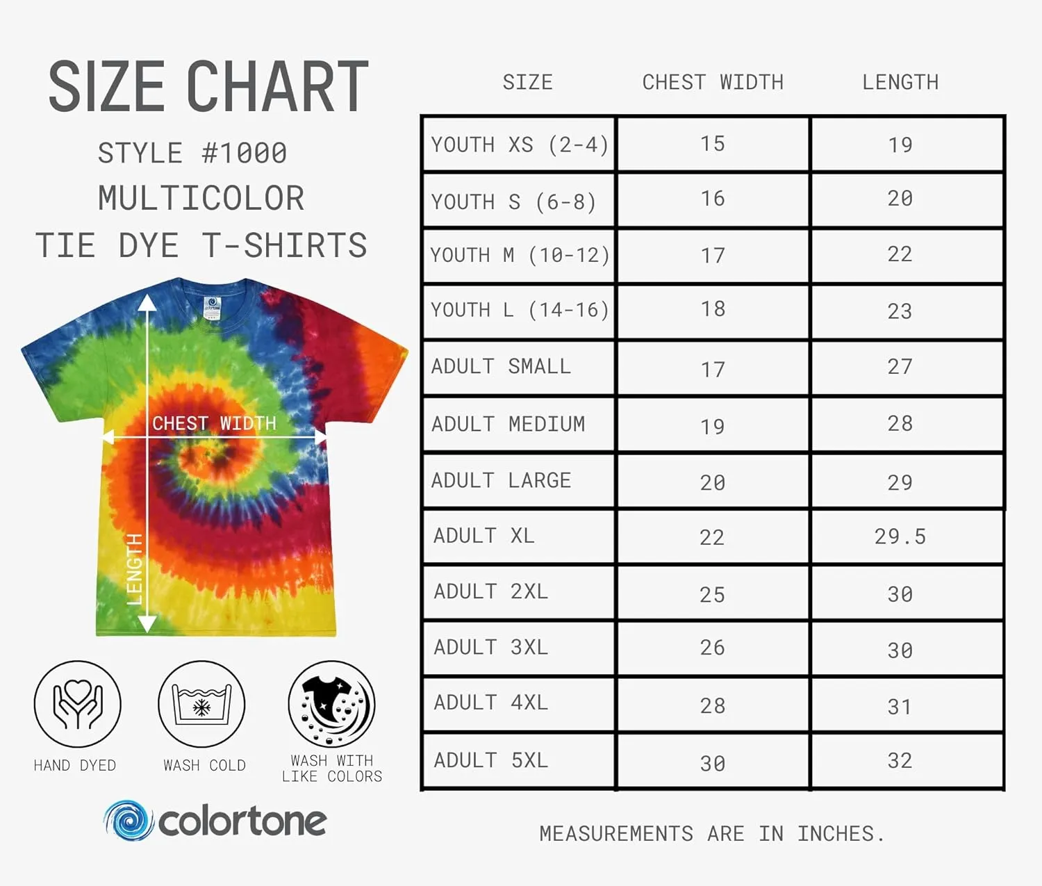 Colortone Short Sleeve Spider Tie Dye T-Shirts for Boys and Girls - Tie Dye T Shirts for Little Kids & Big Kids