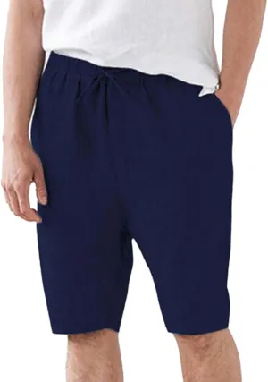 CRNTCEM Mens Drawstring Linen Shorts Stretchy Outdoor Summer Beach Yoga Shorts Lightweight Casual Hiking Walking Chino Shorts