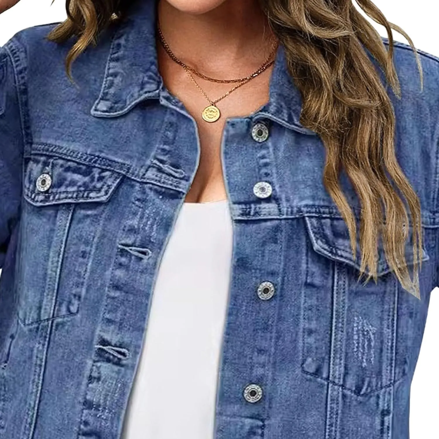 Distressed Jean Jacket Women Vintage Clothes for Women Cropped Denim Jacket for Womens