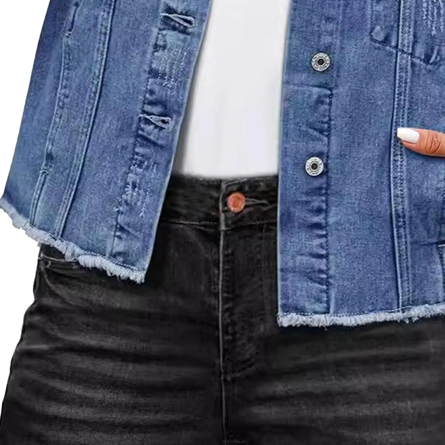 Distressed Jean Jacket Women Vintage Clothes for Women Cropped Denim Jacket for Womens