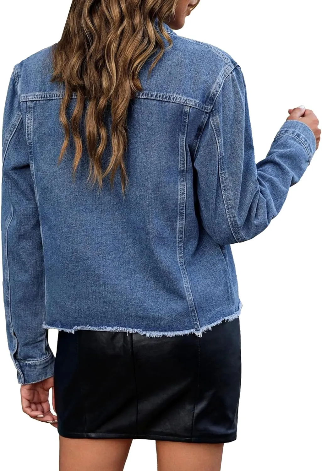Distressed Jean Jacket Women Vintage Clothes for Women Cropped Denim Jacket for Womens