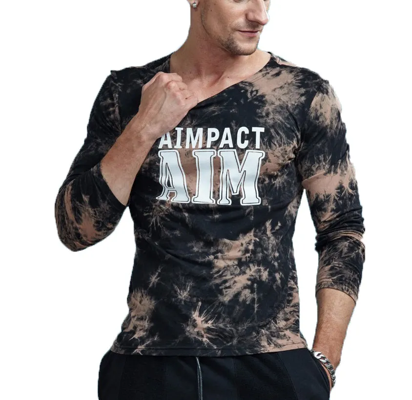 Dye Crewneck Cotton Long Sleeve Shirt