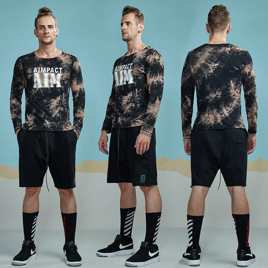 Dye Crewneck Cotton Long Sleeve Shirt