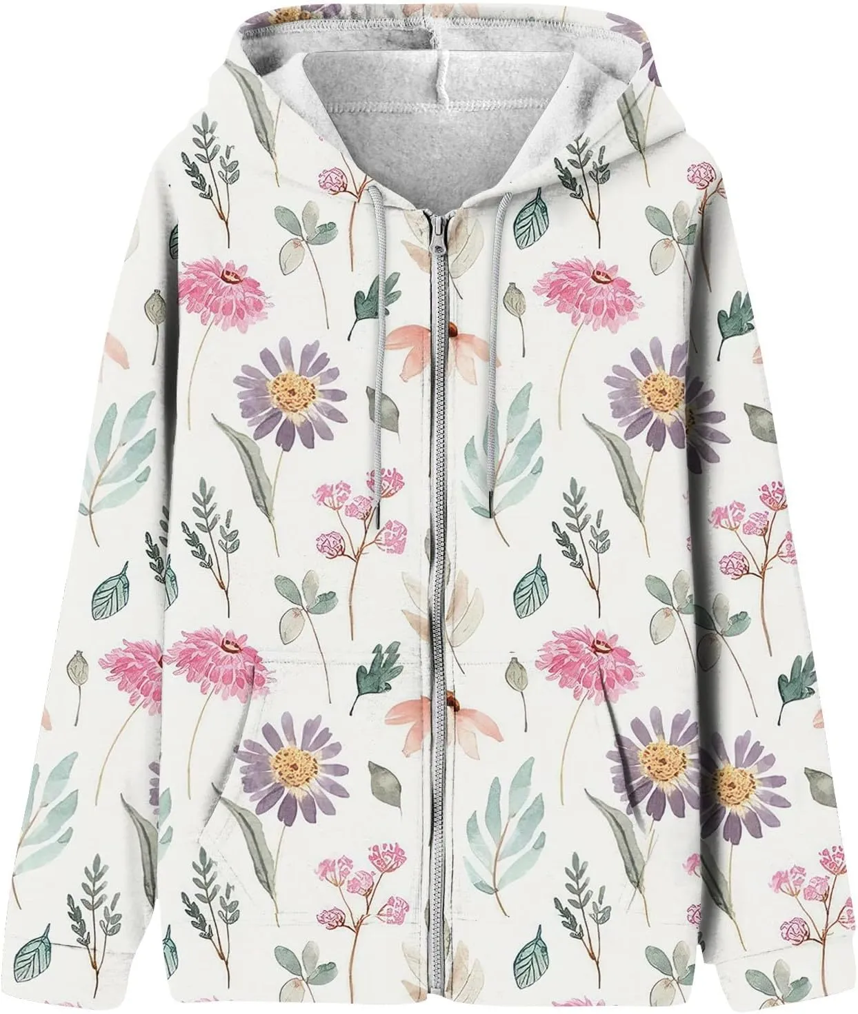 Hoodies for Women Zip Up Long Sleeve Sweatshirts Fleece Y2k Oversized Jackets Fashion Drawstring Hoodies Outfits