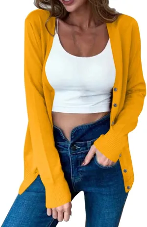 Lightweight Cardigan Sweaters for Women Fall Fashion 2024 Long Sleeve Open Front v Neck Button Down Cardigan Jackets
