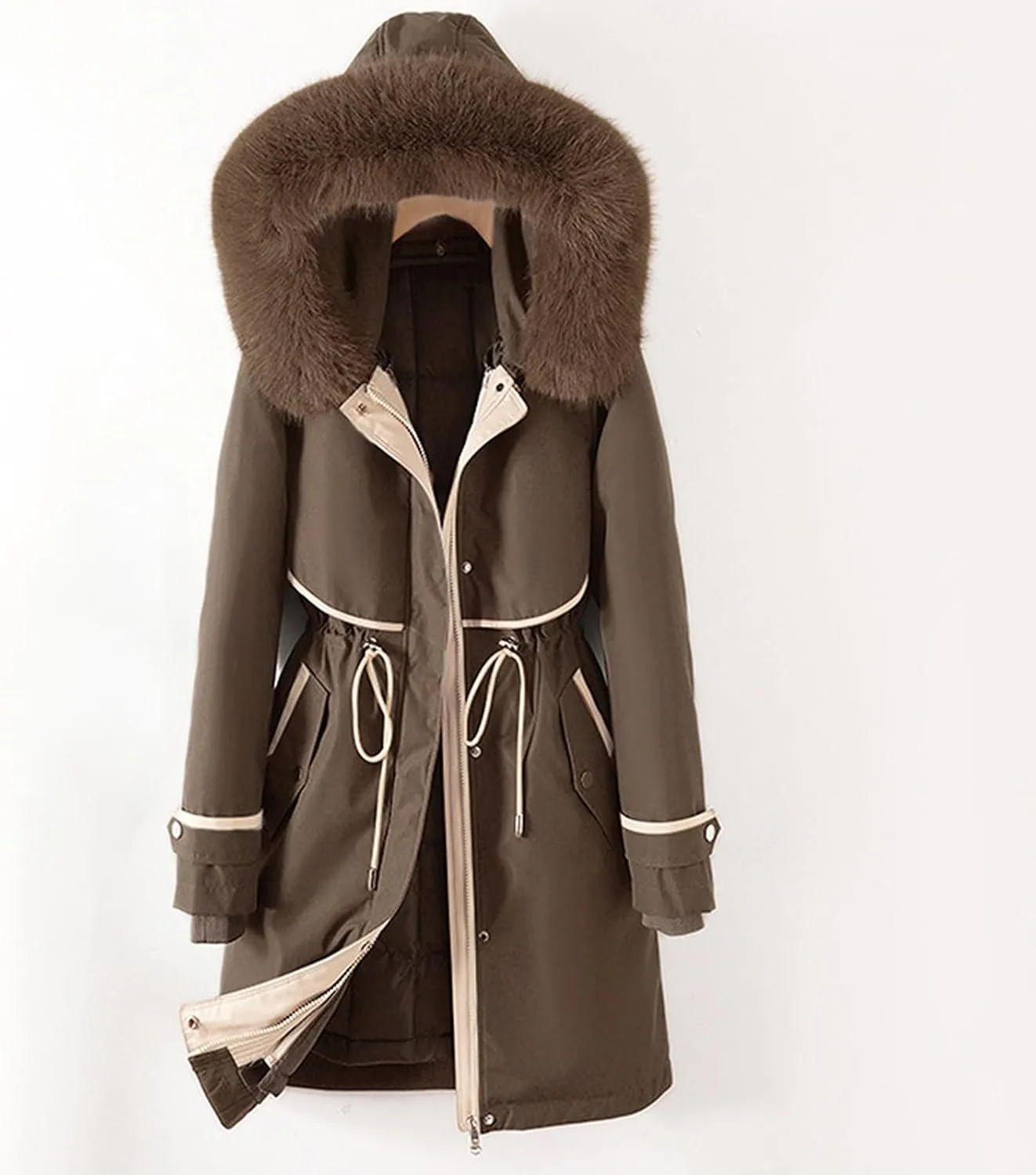 Long Jacket for Men Long Sleeve Regular Fit Sherpa Lined Hooded Quilted Jackets Long Sleeve Full Zip Fleece Coats