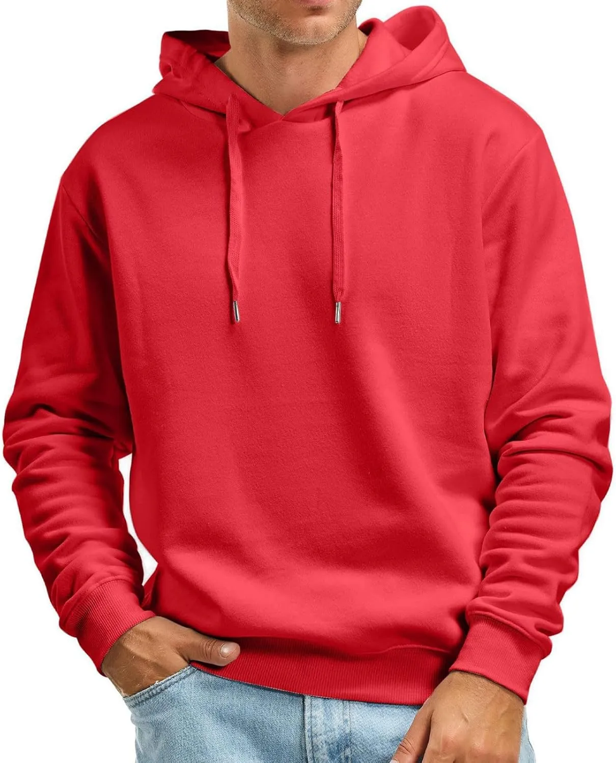 Mens Hoodie Long Sleeve Casual Pullover Hooded Sweatshirt Warm Fleece Pullover Loose Fit Sweatshirts for Everyday Wear