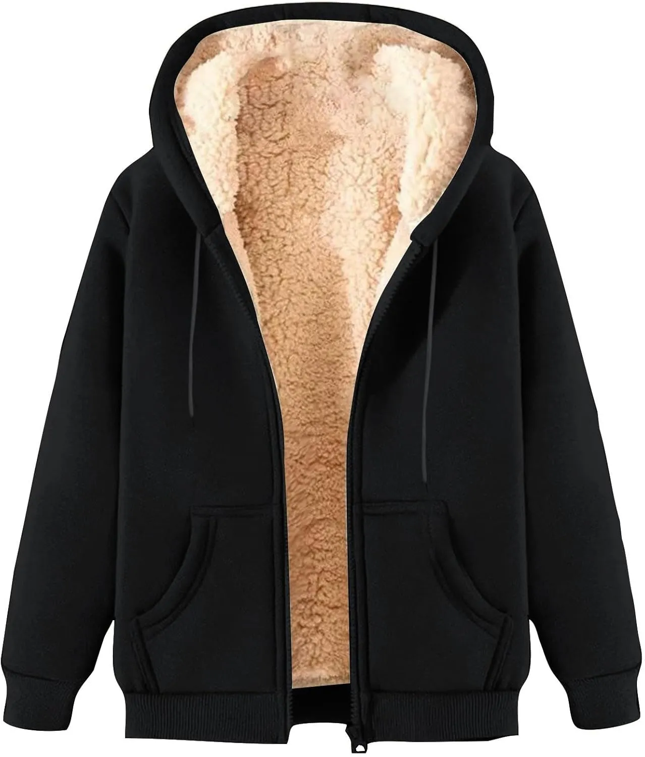 Men's Sherpa Hoodies Jacket 2024 Winter Warm Full Zip Sweatshirts Fleece Lined Workout Jackets Thick Cardigan Coat