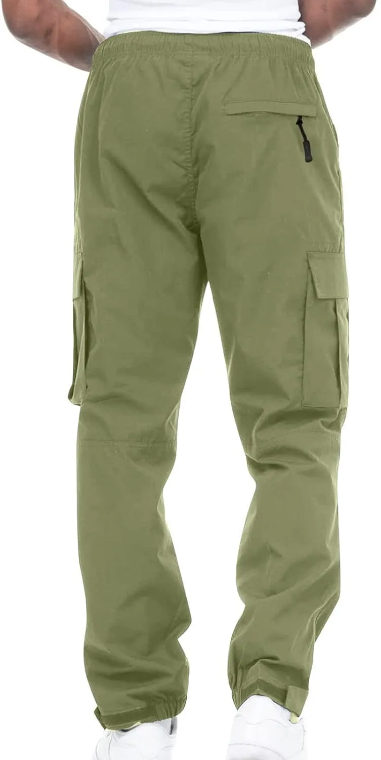 Mens Workout Cargo Sweatpants Waist Trousers Streetwear Work Pant Athletic Sweatpants with Pockets Men Joggers Pants