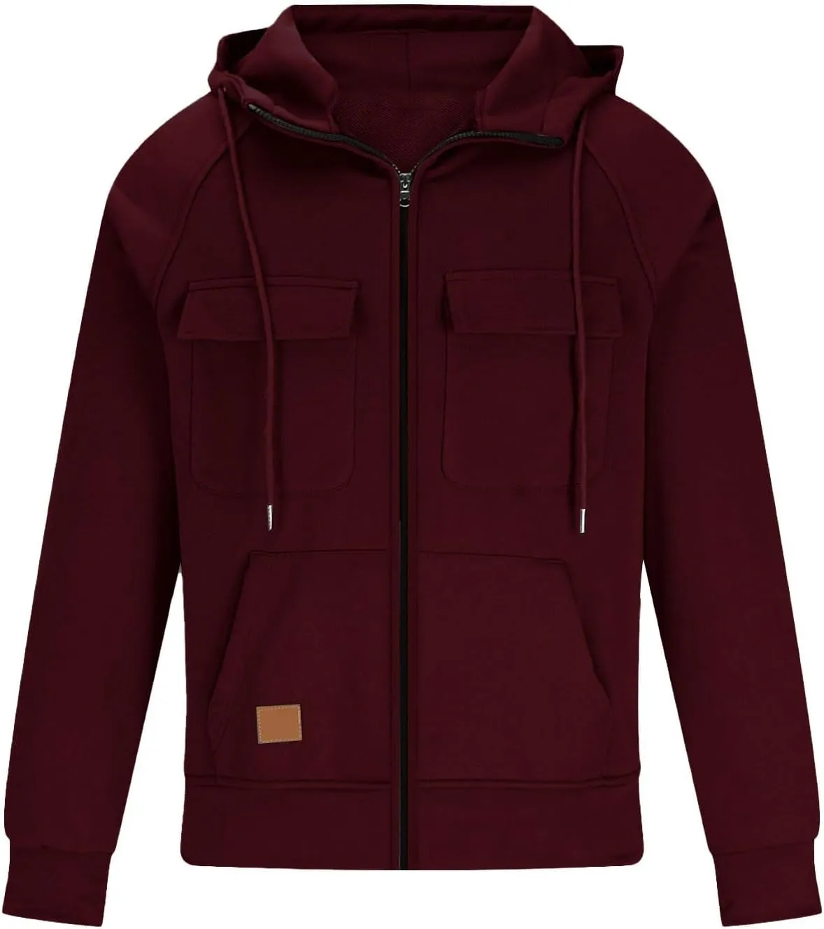 Mens Zip Up Hoodie Long Sleeve Solid Color Slim Fit Lightweight with Pockets Full-Zip Hooded Sweatshirt