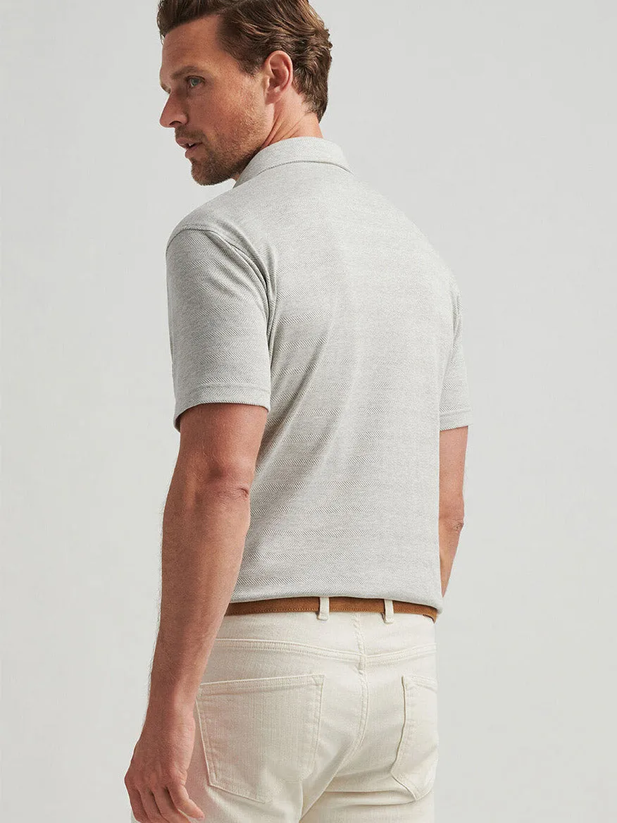 Peter Millar Harris Herringbone Knit Polo in British Grey