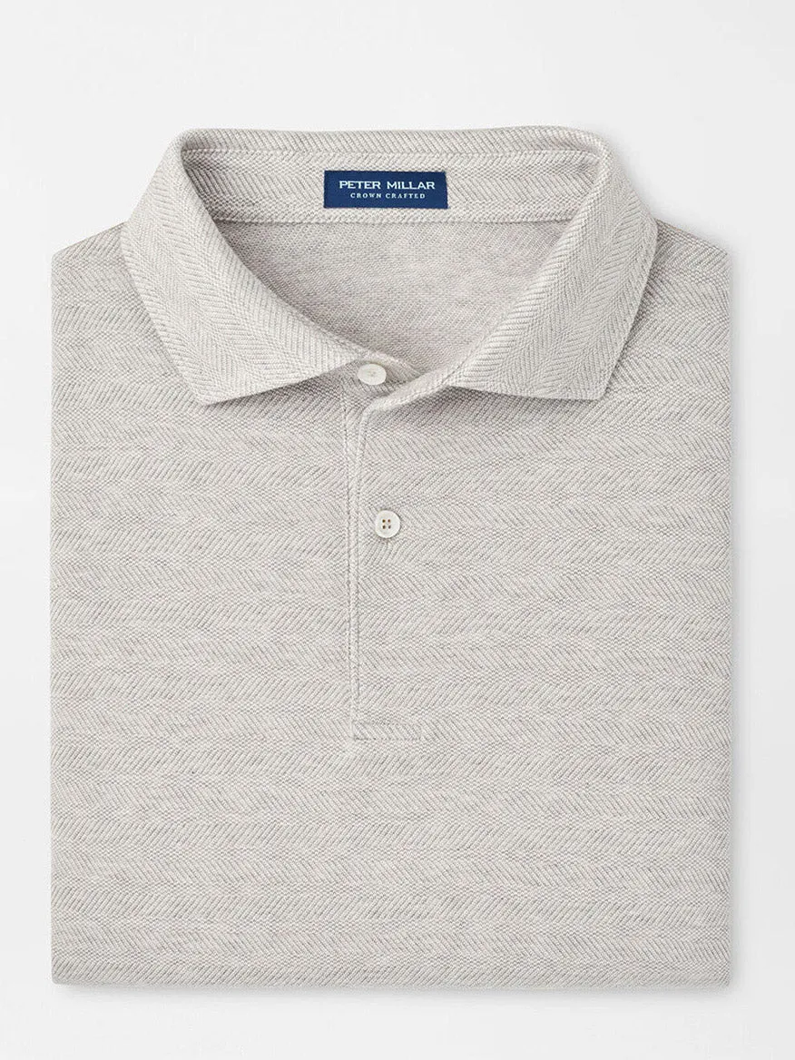 Peter Millar Harris Herringbone Knit Polo in British Grey