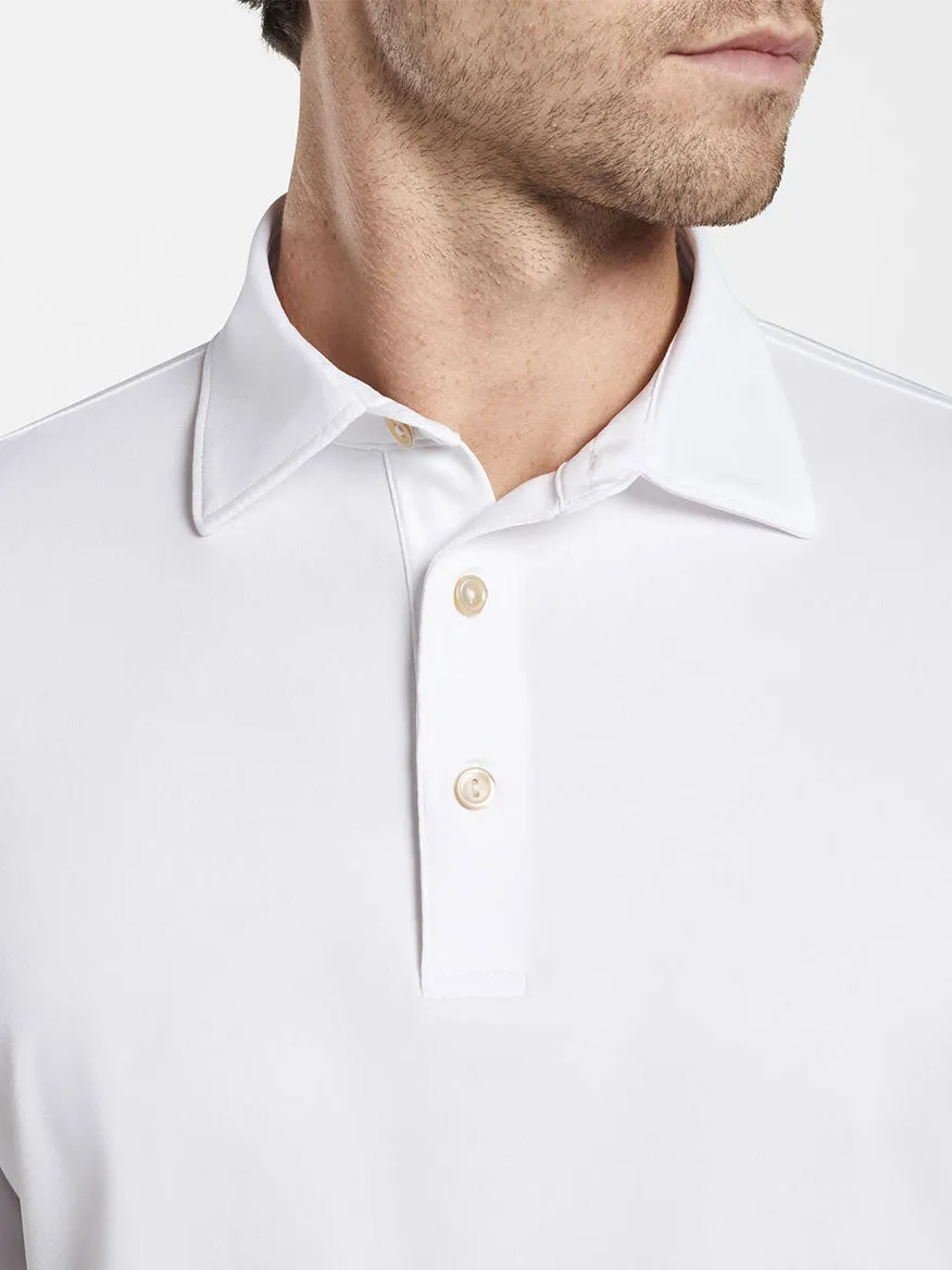 Peter Millar Solid Long-Sleeve Performance Jersey Polo in White