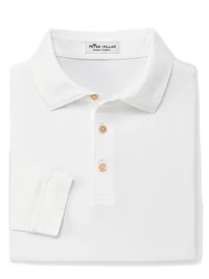 Peter Millar Solid Long-Sleeve Performance Jersey Polo in White