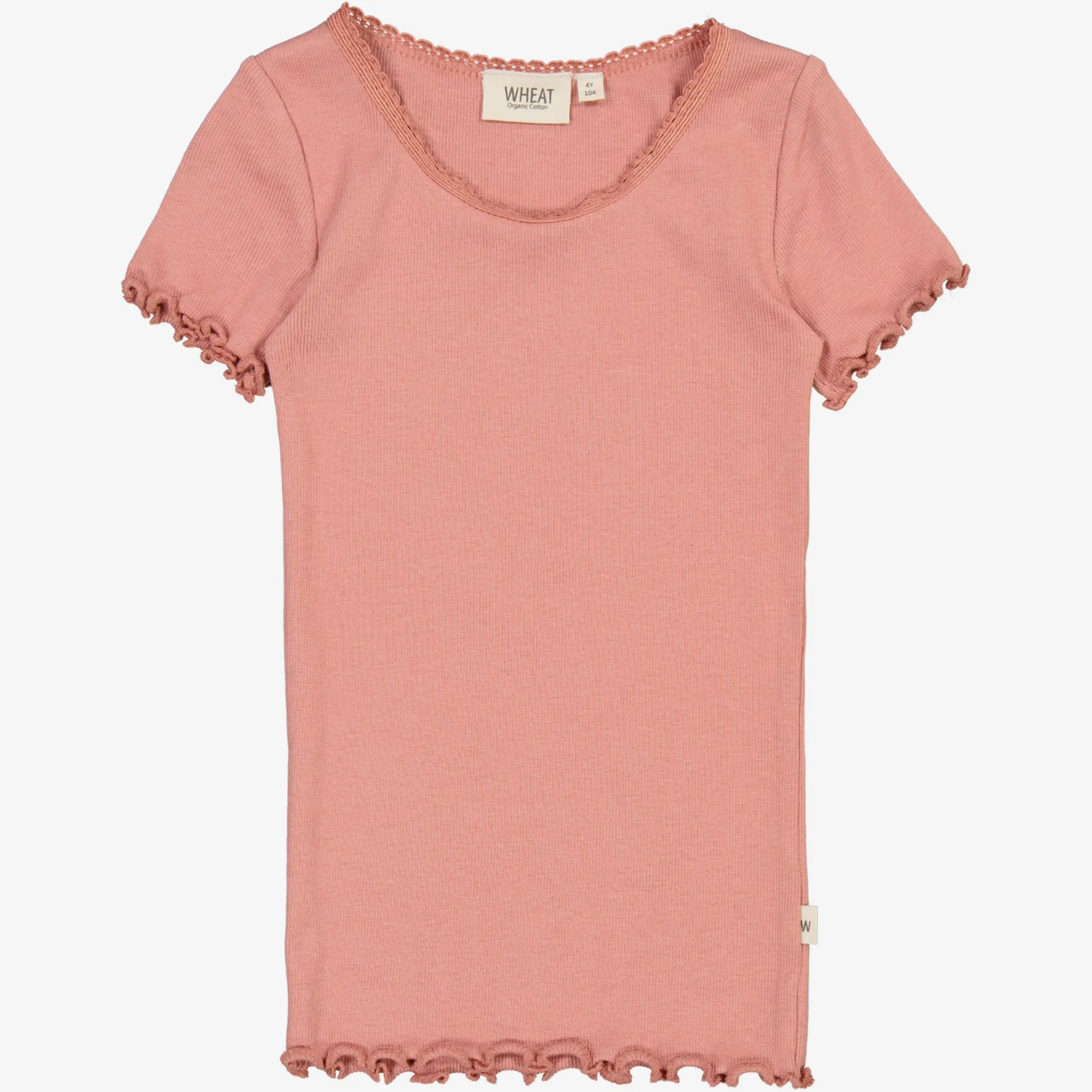 Rib T-Shirt Lace SS - old rose