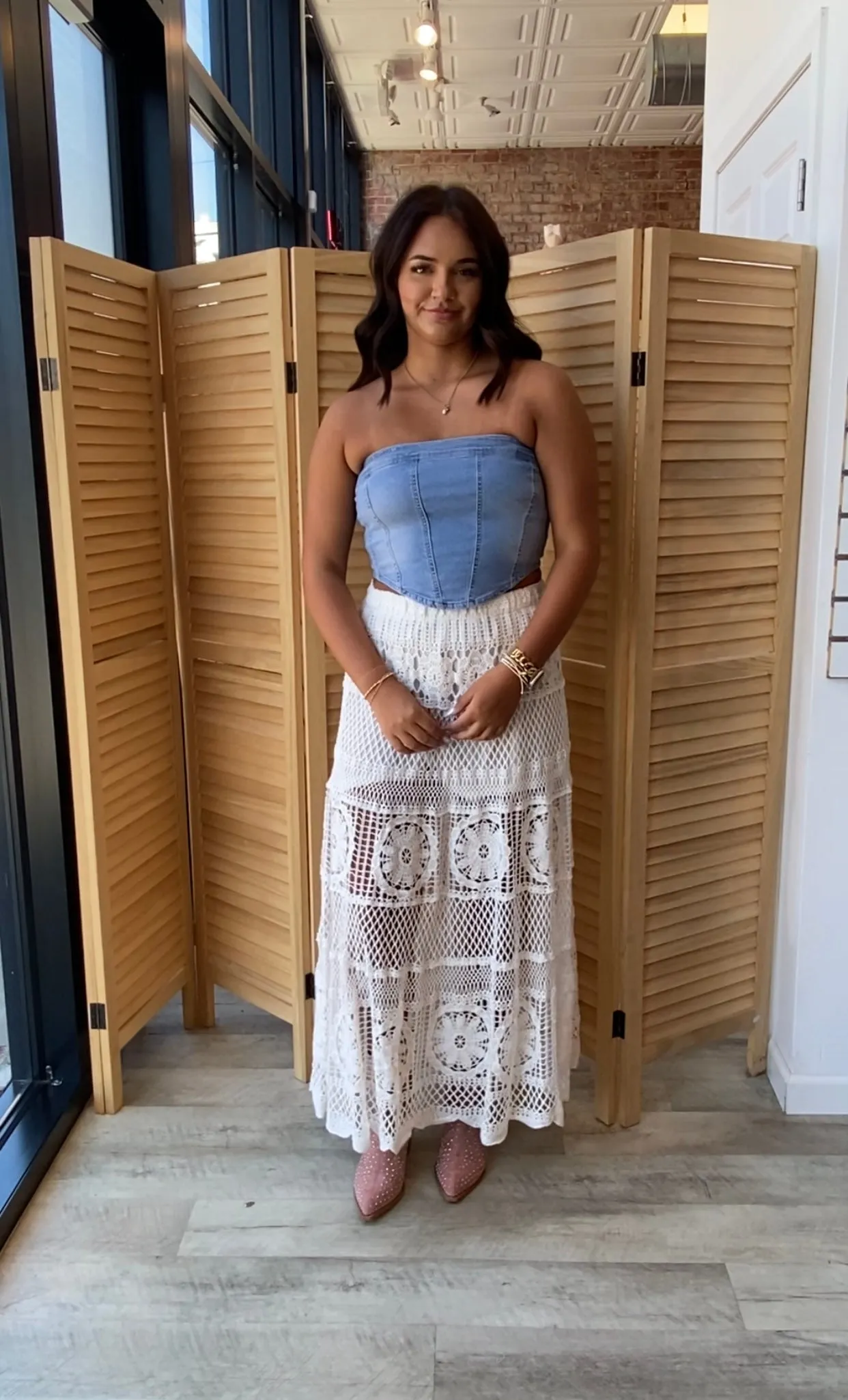 Sammie Strapless Denim Top | Light Blue
