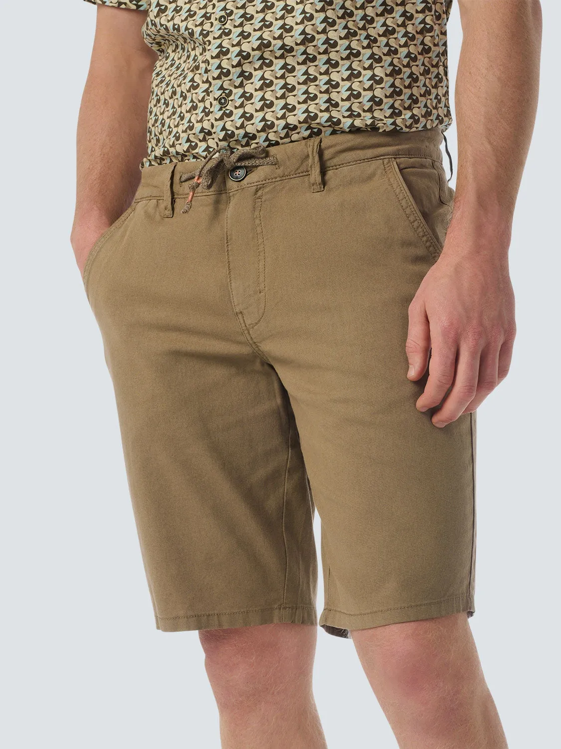 Short With Linen Garment Dyed | Almond