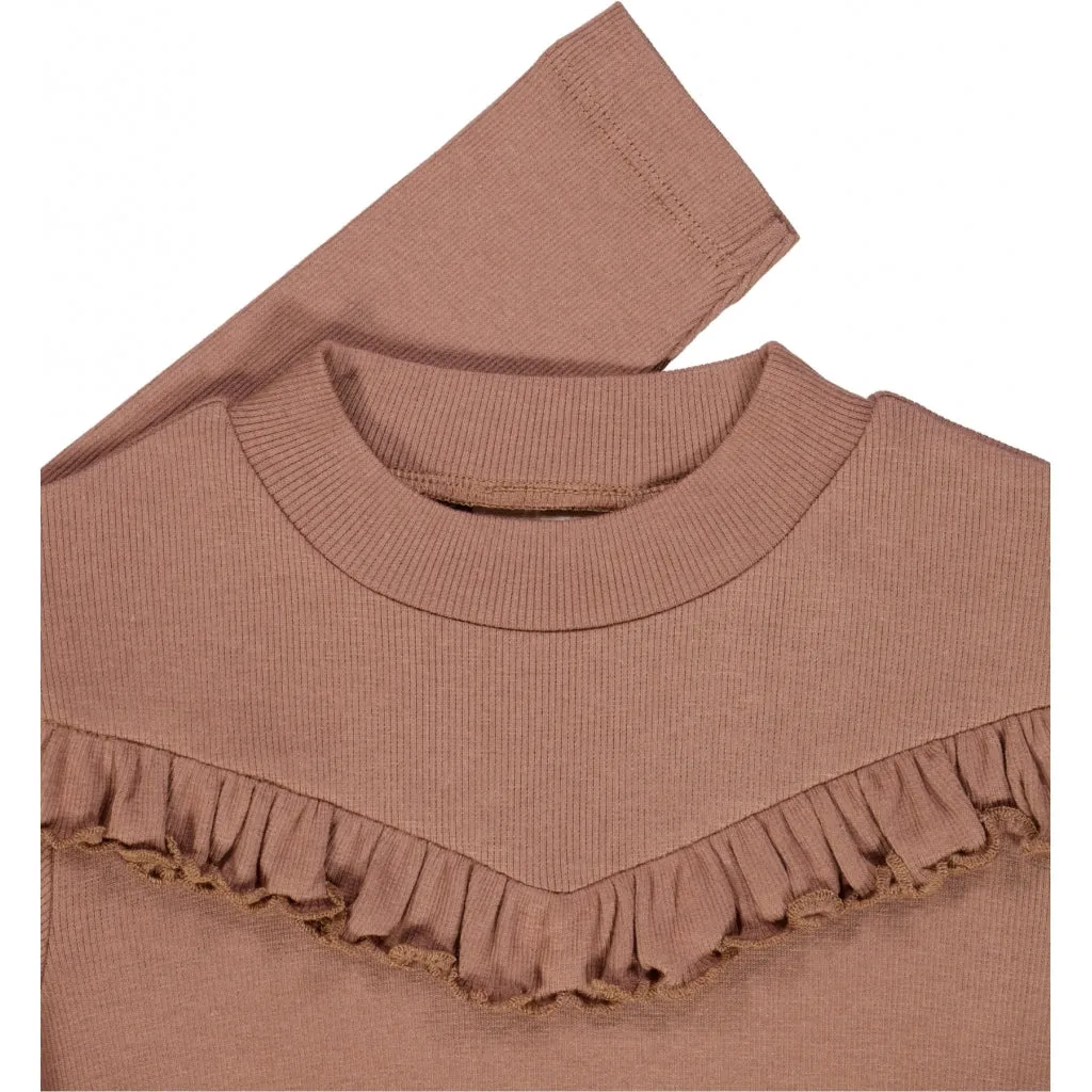 T-Shirt Rib Ruffle - vintage rose