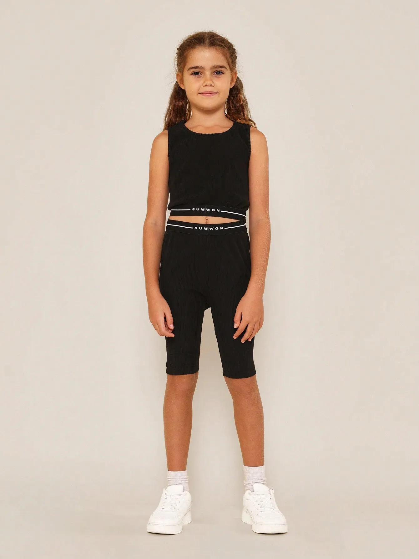 Tween Girls Cropped Zip Up Hoodie With Crop Rib Tank Top And Biker Short 3 Piece Set