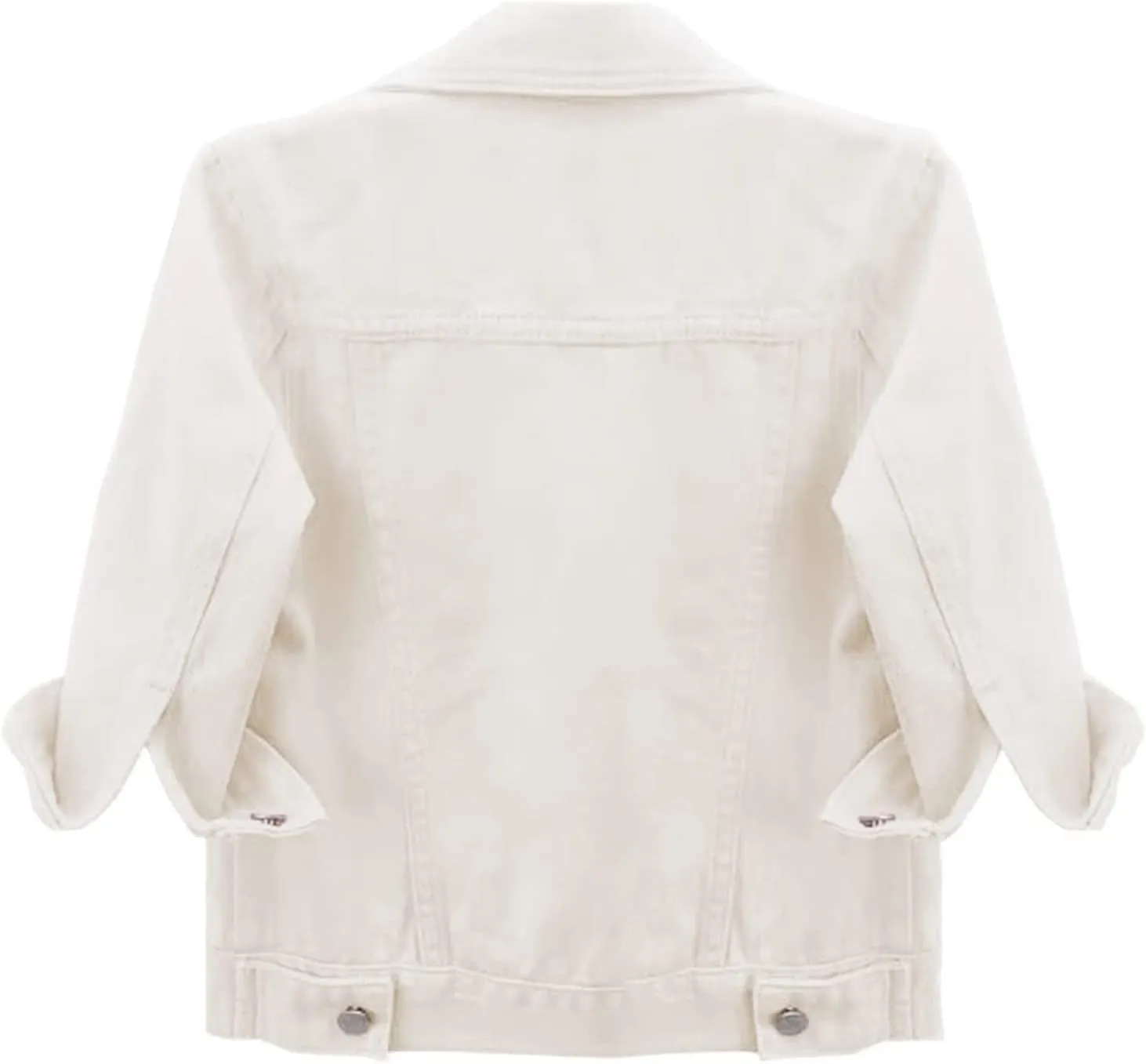 Women's Button Down Half Sleeve Cropped Denim Jean Jacket Ladies Retro Lightweight Jackets