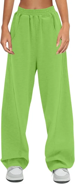 Women's Casual Baggy Fleece Sweatpants Plus Size Fall Baggy Bottom Pant Drawstring Athletic Joggers Lounge Trousers