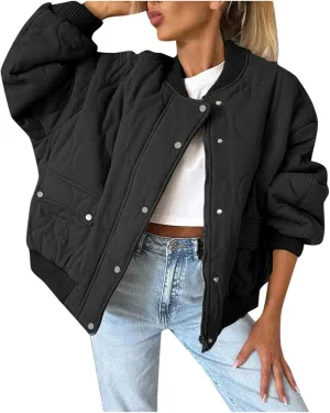 Women's Full Zip Oversized Chunky Jackets Casual Button Zip Up Open Front Cardigans Jacket Warm Solid Winter Coats