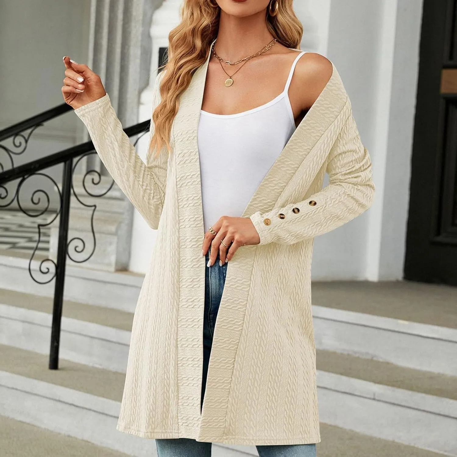 Womens Oversized Cardigans Knit Open Front Sweater Loose Outerwear Coats Fall Fashion 2024 Work Clothes for Women