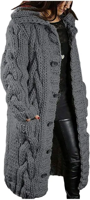 Women's Oversized Sweaters 2023 Knitted Button Loose Women Sleeve Sweater Casual Long Sleeve Crewneck Loose Long