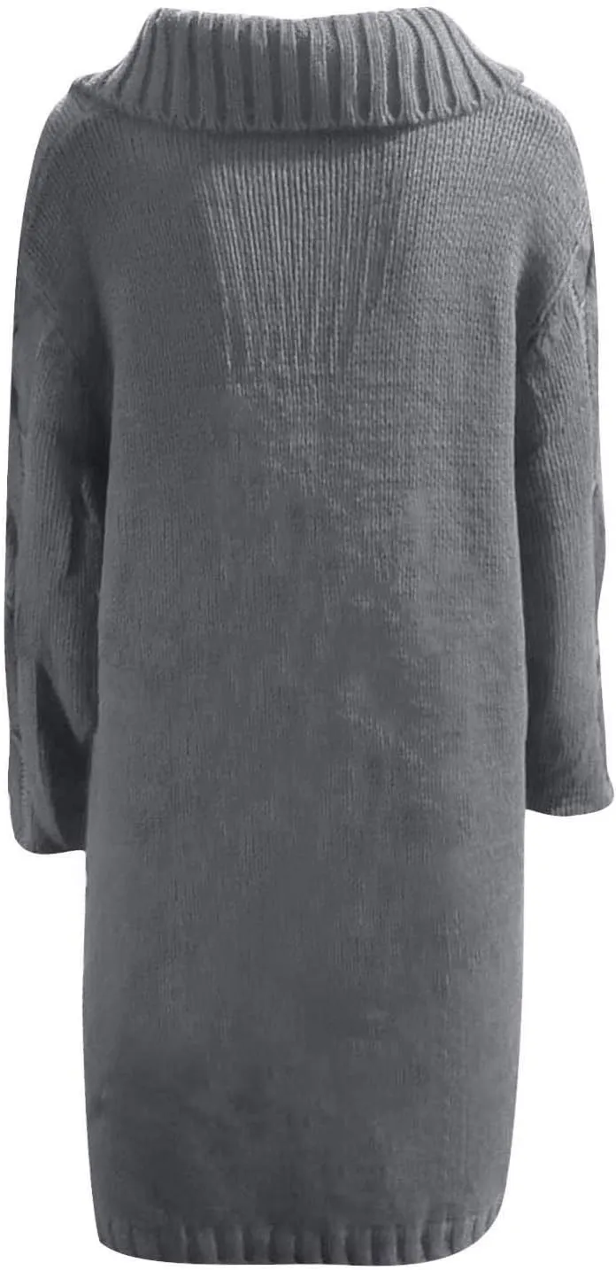 Women's Oversized Sweaters 2023 Knitted Button Loose Women Sleeve Sweater Casual Long Sleeve Crewneck Loose Long