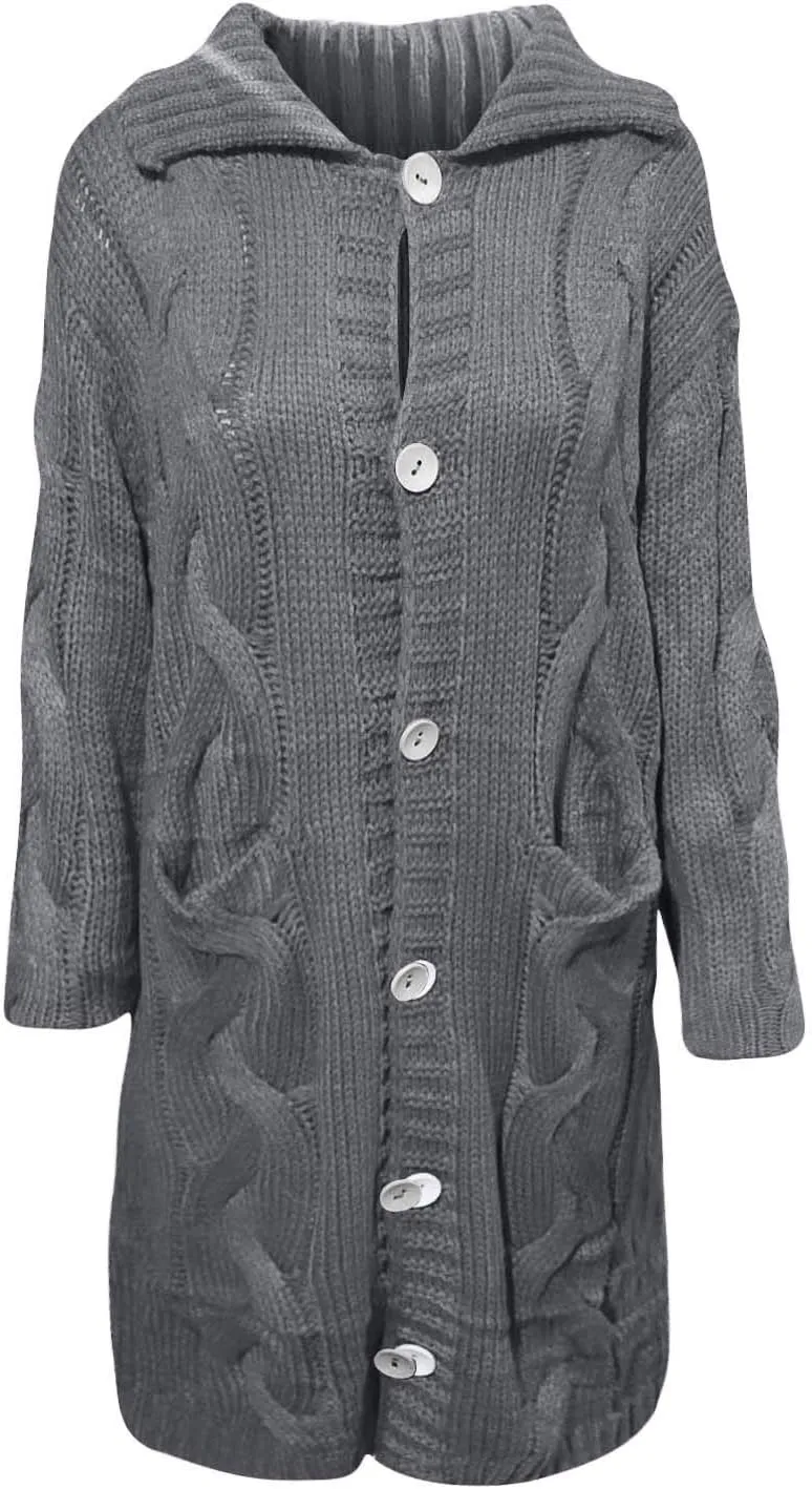 Women's Oversized Sweaters 2023 Knitted Button Loose Women Sleeve Sweater Casual Long Sleeve Crewneck Loose Long