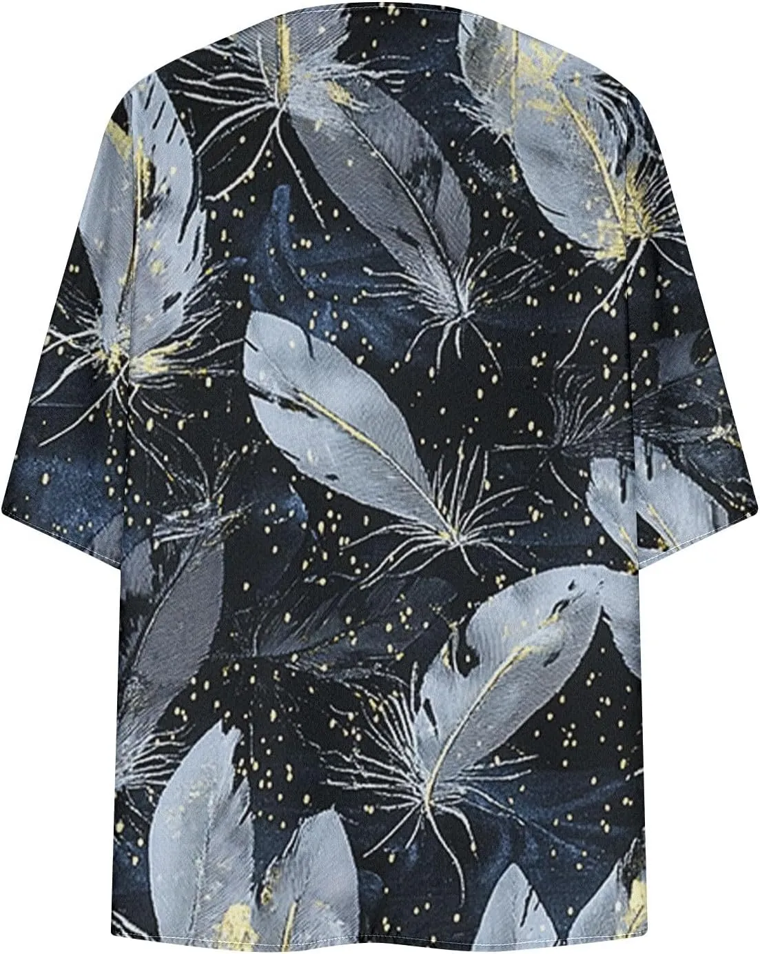 Womens Summer 3/4 Sleeve Chiffon Kimono Cardigan Work Swimsuit Open Cover Ups Front Flowy Loose Beach Coverups
