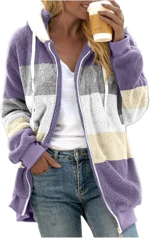 Womens Winter Coats Women's Thickened Overcoat Solid Color Splicing Warm Winter Lined Hoodie Snow Coat